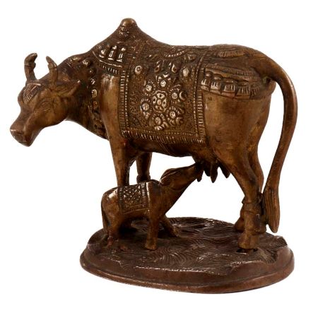 Cow With Calf Carved For Good Luck And Prosperity