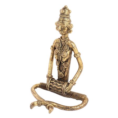 Handmade Antique Brass Tribal Musician Statue