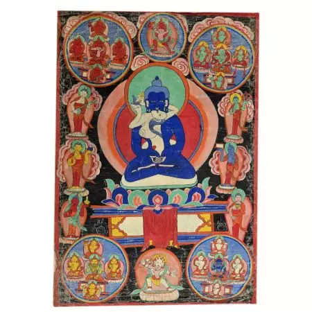 Hand Made Multicolored Primordial Buddha Kuntuzangpo Tibetan Thangka Painting