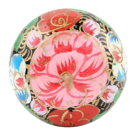 Pink Green Floral Hand Painted Kashmiri Indian Cabinet Knobs