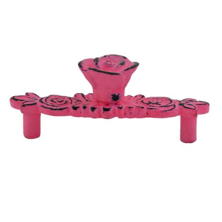 Queen Pink Rose Distressed Iron Pull Cabinet Handles