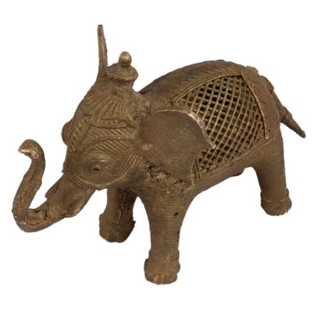 Handmade Brown Brass Dhokra Tribal Art Jali Design