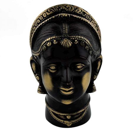 Handcrafted Black Brass Gangaur Gauri Face Statue Parvati