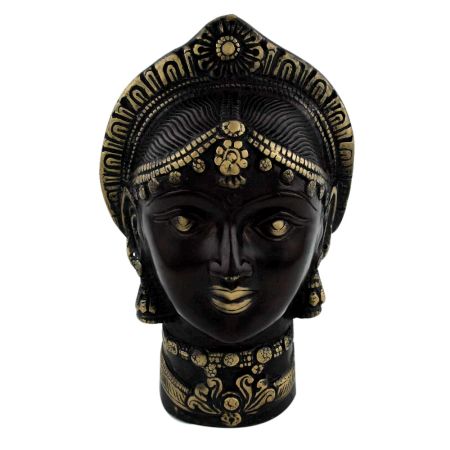 Handmade Black Brass Goddess Gauri Face For worship Gangaur