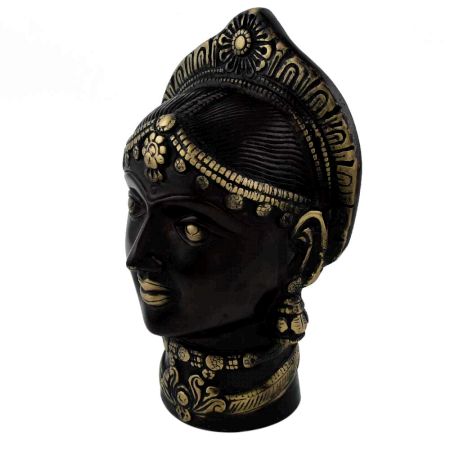 Handmade Black Brass Goddess Gauri Face For worship Gangaur
