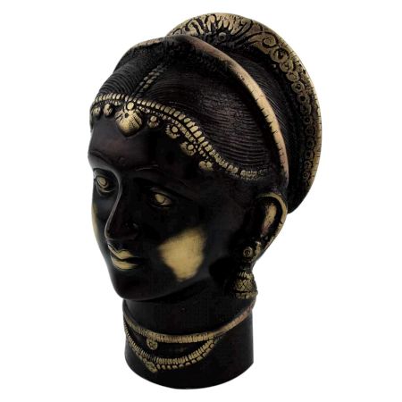 Handcrafted Black Goddess Gangaur or Gauri Or Parvati Head Statue