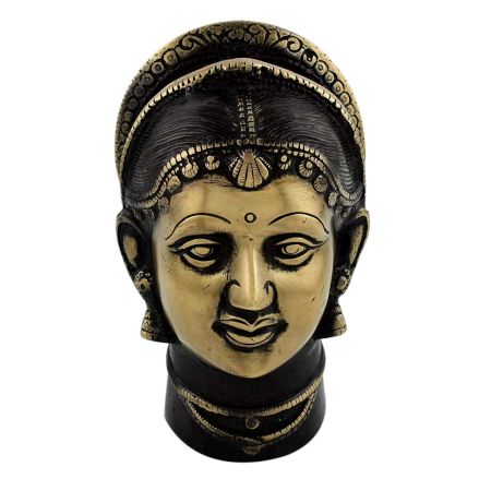 Handmade Black Finish Brass Gangaur or Gauri Head Statue