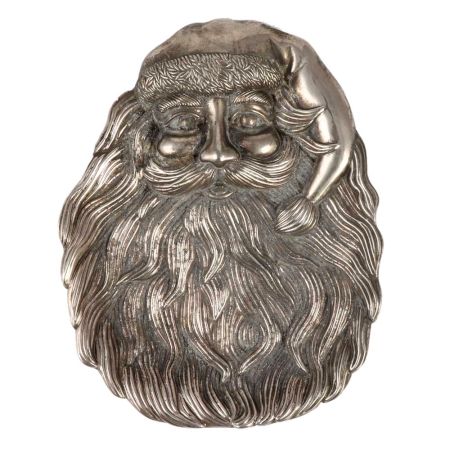 Handmade Black Brass Santa Clause Ornament or Wall Hanging