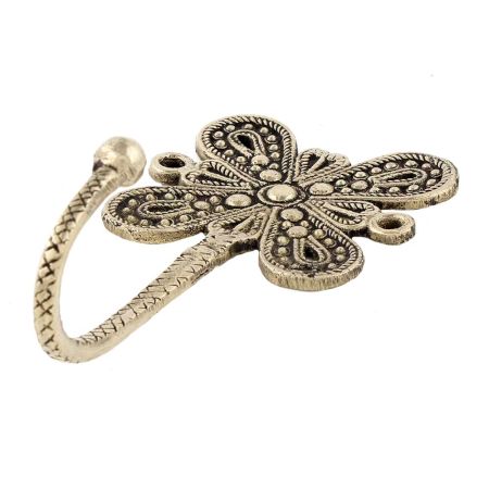 Black Brass Single Flower Hook Hand Engraved Design