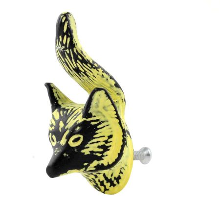 Yellow Fox Face Distressed Iron Cabinet Knobs
