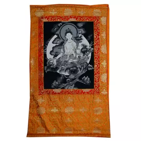 Tibetan Thangka Painting Of White Tara Using Stone Color