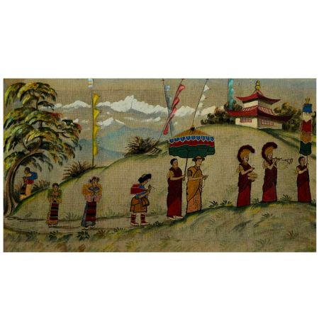 Traditional Tibetetian  Festival Folk Painting On Canvas