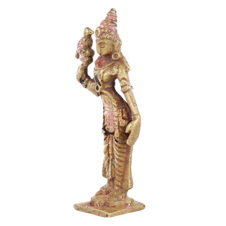BrassÂ Andal Devi  Statue With Parrot