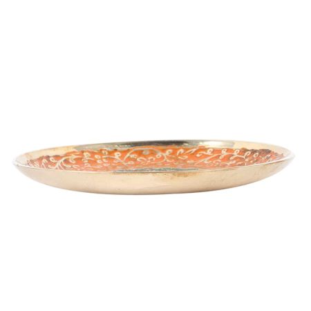 Orange Brass Peacock Design Tea Coffee Coaster