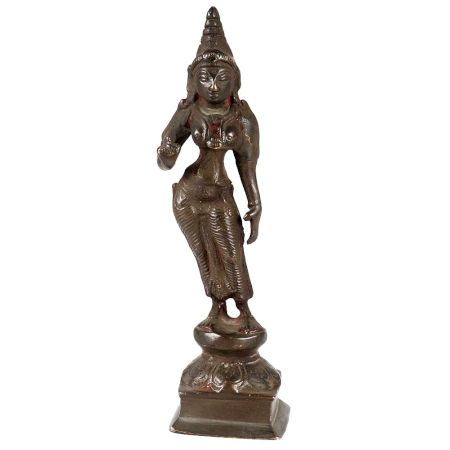 Goddess Brass Parvati On A Lotus Base