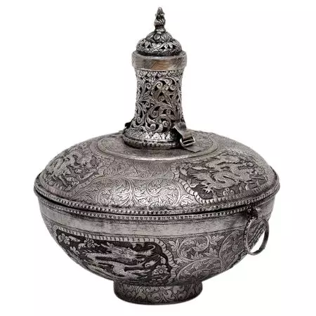 Decorative Chinese Brass Delight Bowl In Silver Finish