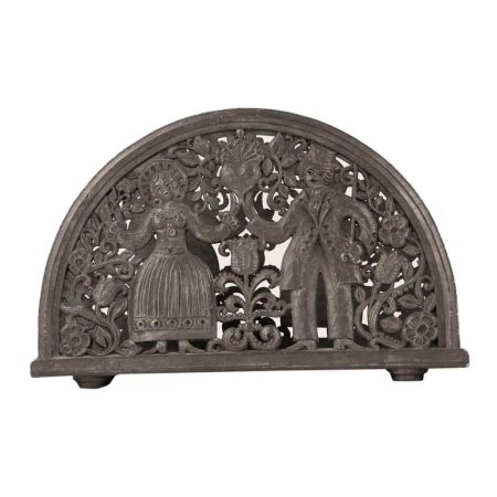 English Couple Engraved Silver Metal Napkin Holder