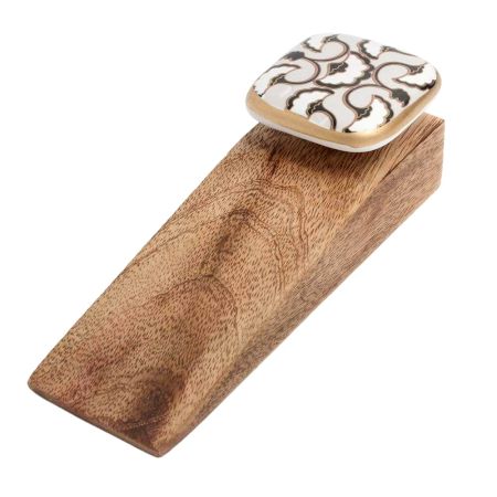 Black Sea Shell Square Ceramic Wooden Door Stopper
