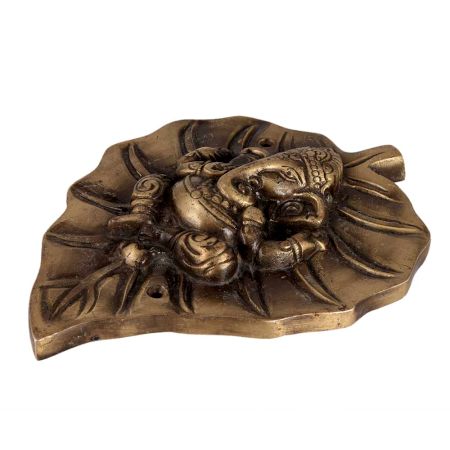 Brass Ganesha On Leaf Wall Hanging