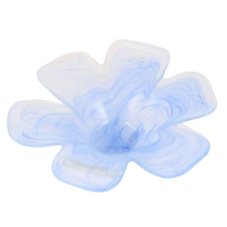 Blue Glass Flower Serving Dish Bowl In Pair
