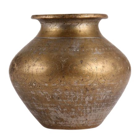 Brass Round Pot For Home And Pooja Purpose