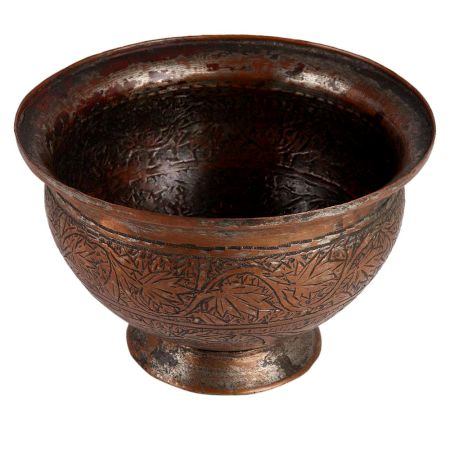 Carved Copper Plant Holder Pot in Middle Eastern Style