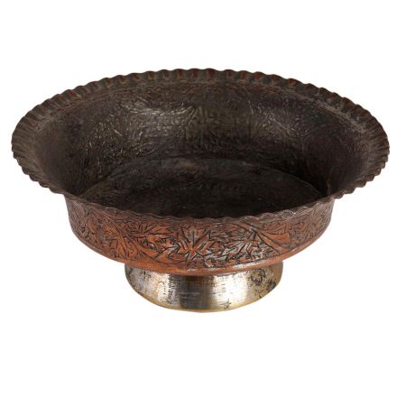 Copper Bowl With Scalloped Rim