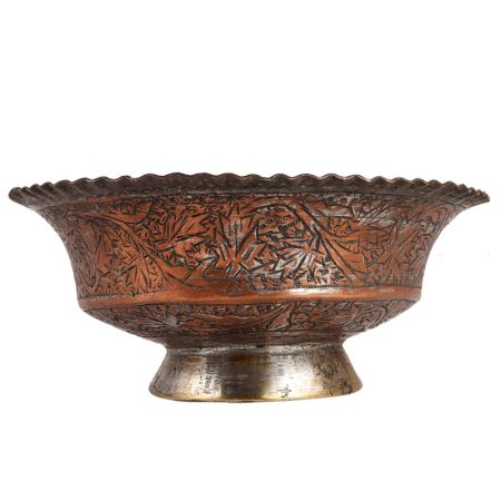 Copper Bowl With Scalloped Rim