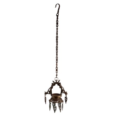 Brass Oil Lamp with Dragons on the Roof