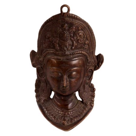 Brass Tibetan Guanyin Kwan-yin Goddess Head Wall Hanging