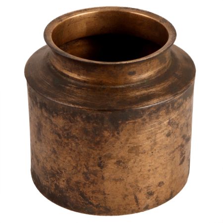 Vintage Broad Brass Water Pot In Antique Finish