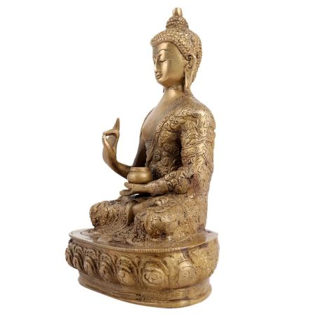 Brass Buddha Statue In Decorative Robe