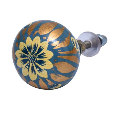 Hand Made Golden Floral Petals Indian Kashmiri Cabinet Knobs