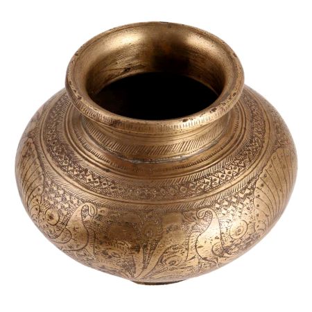 Brass Peacock Design Carved Water Pot