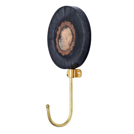 Round Resin And Wood Single Wall Hook