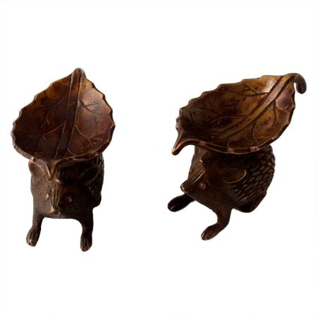 Brass Rat And Leaf Oil Lamp Or Diya