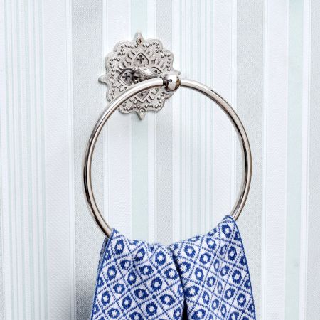 Silver Decorative Brass Home Towel Ring