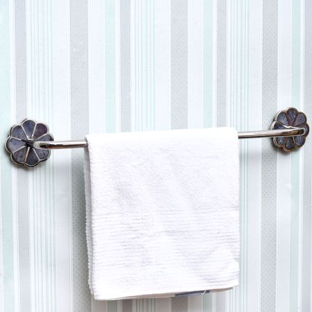 Brass Mother of Pearl Bathroom Towel Bar