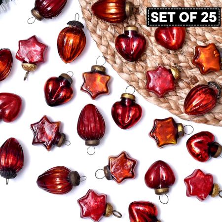 25 Pieces Red Tiny Christmas Ornaments 
