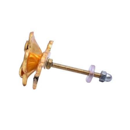 Golden Rose Flower On Leaf Aluminum Knob