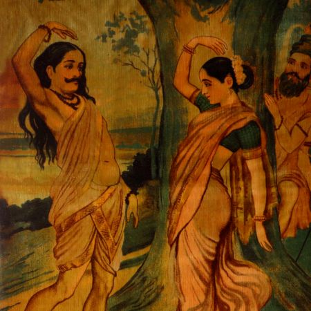 Paper Painting Mohini Bhasmasura By Raja Ravi Varma