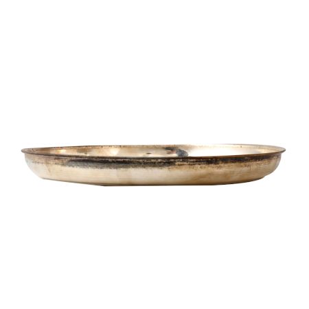 Brass Silver Finish Dinnerware With Floral Design In Centre