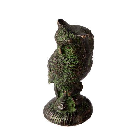 Brass Statue OfÂ Owl Sitting on a Log