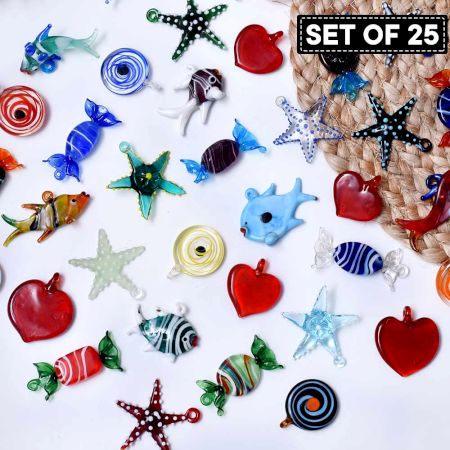 Figurines Glass Tiny Christmas Ornaments For Kids In Assorted Styles Set of 25 Pcs