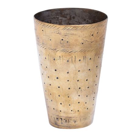 Golden Brass Punjabi Lassi Glass Faded Design