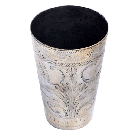 Brass LassiÂ Glass with a Leaf in a Golden Finish