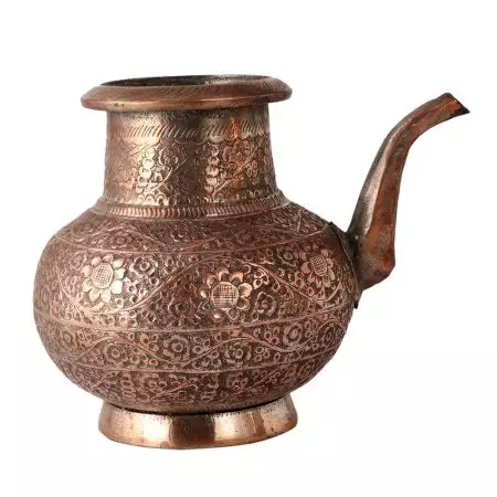 Vintage Holy Water Pot with Floral Motifs
