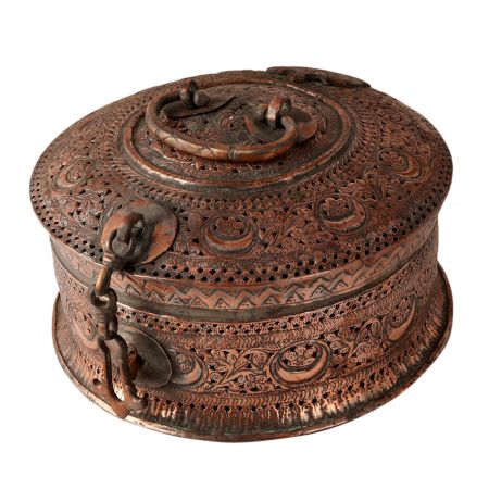 Traditional Copper Jewelry Box in Islamic Art