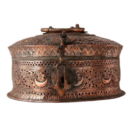 Traditional Copper Jewelry Box in Islamic Art