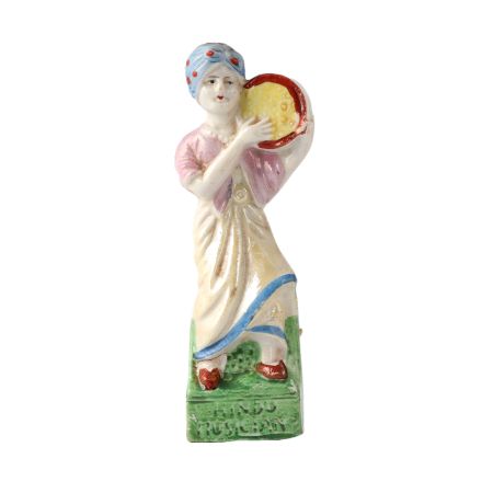 Brass Porcelain figurine Of A Lady Musician With Dholak